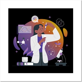 Science: Female Scientist With Equipment Posters and Art